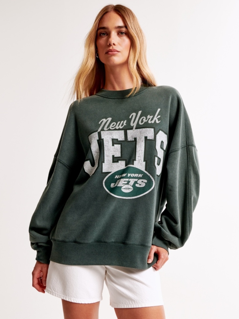 Abercrombie & Fitch New York Jets Graphic Oversized Sunday Crew